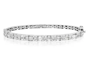 Alternating Baguette and Round Diamond Bangle Bracelet