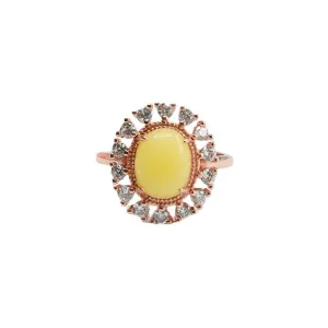 Amber Beeswax Zircon Ring with Adjustable Opening