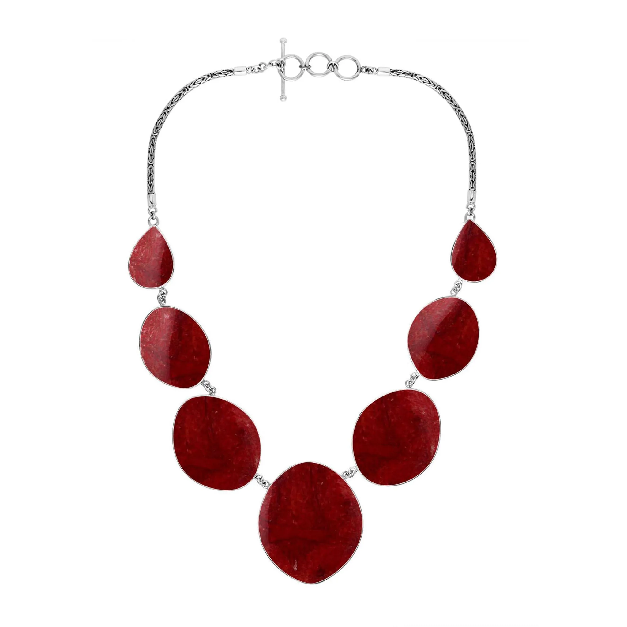 AN-1011-CR Sterling Silver Necklace With Coral