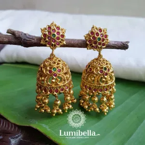 Antique Gold Plated Bubble Jhumka