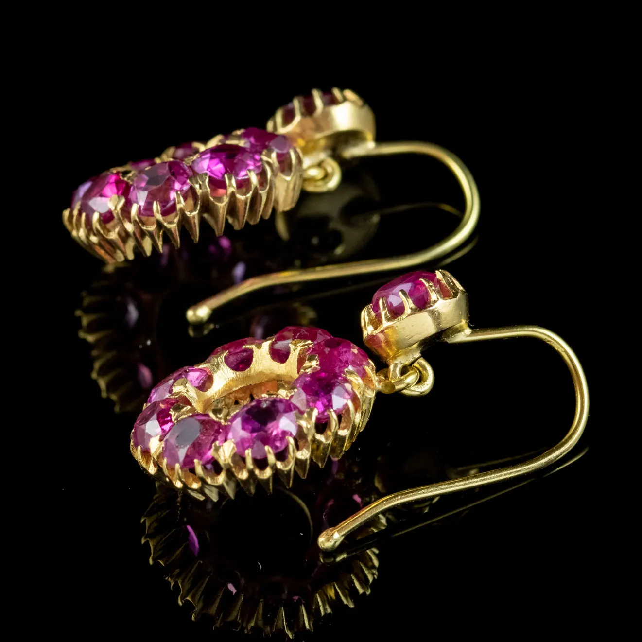 Antique Victorian Natural Ruby Pink Sapphire Earrings 18ct Gold Circa 1880 With Cert