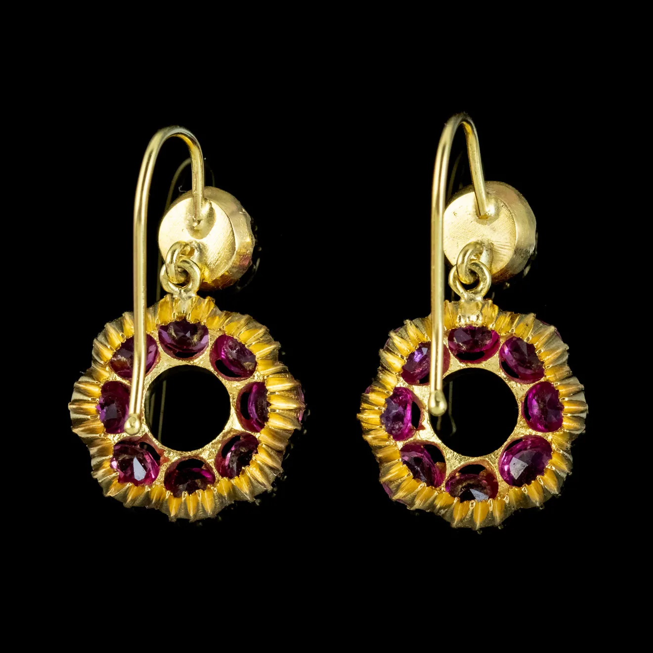 Antique Victorian Natural Ruby Pink Sapphire Earrings 18ct Gold Circa 1880 With Cert