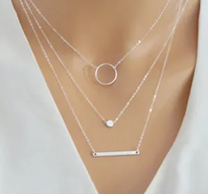 Aperture metal rod necklace