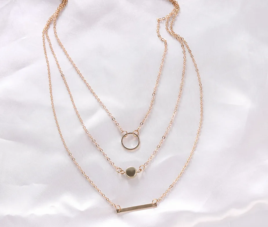 Aperture metal rod necklace