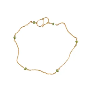 Beads 14 kt gold green diamond bracelet