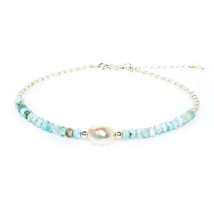 Blue Lagoon Keshi Pearl Larimar Anklet