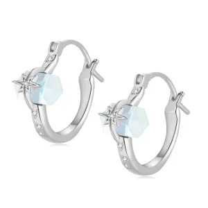 Blue Topaz Silver Star Huggie Earrings - Magic Stone