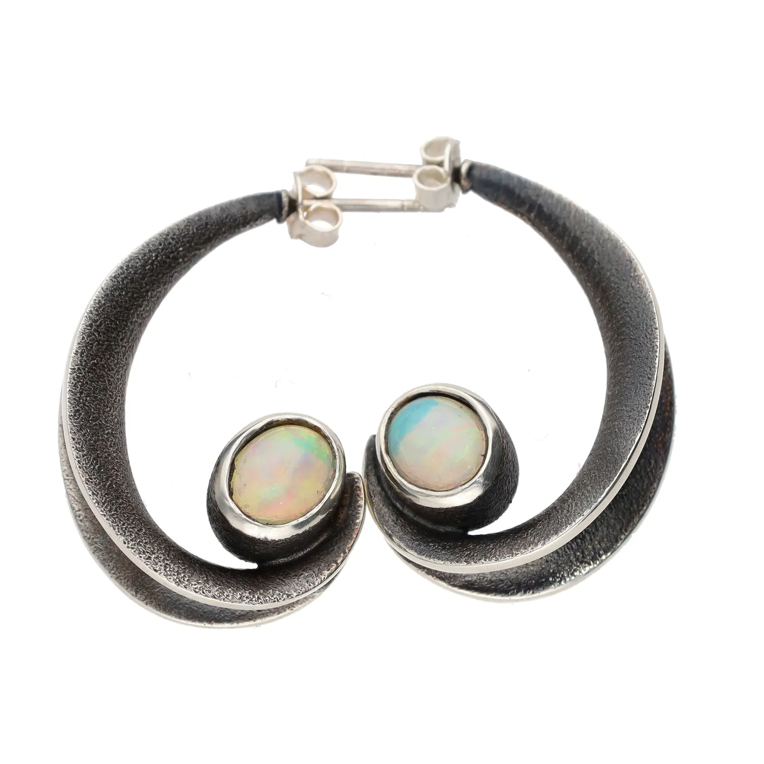 Bora of Brooklyn Sterling Silver Modern Earrings w/Opals