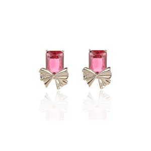 Bow Stud Earring for Girl, Multicolors Cubic Zirconia Earring for Women,Gathering Party Jewelry Accessories