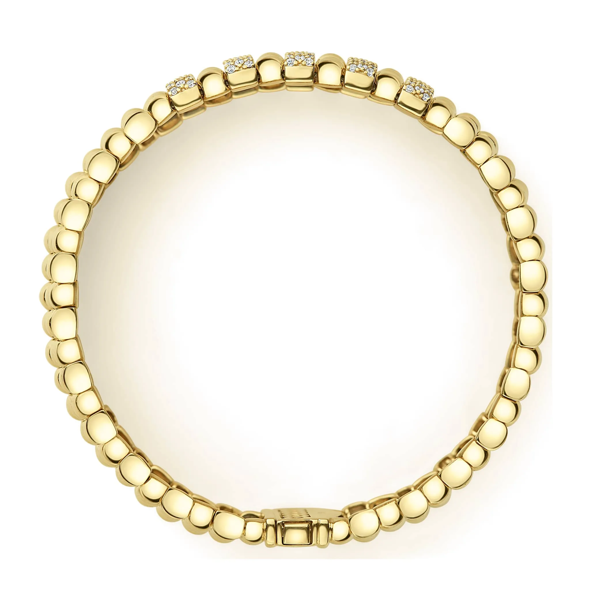 Caviar Gold Five Station 18K Gold Diamond Bracelet | 20mm