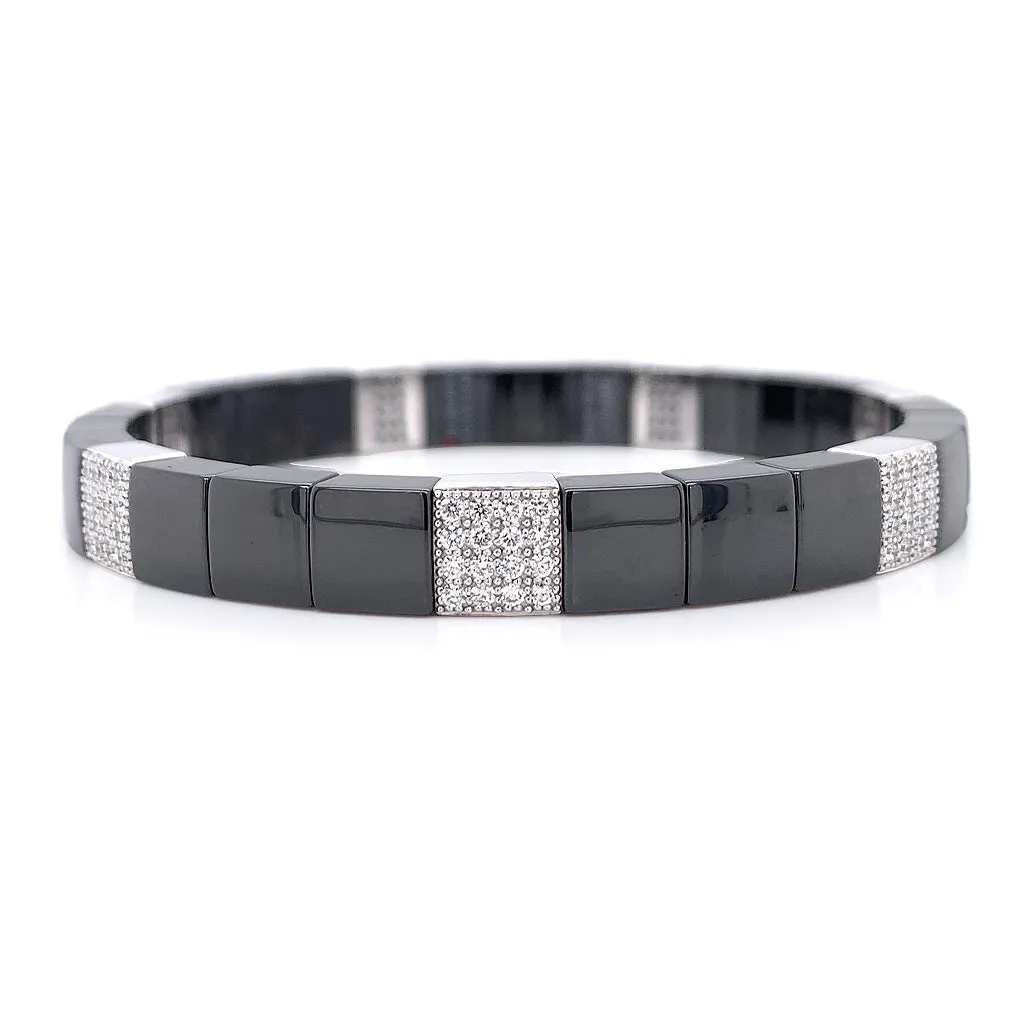 ceramic and diamond square bracelet