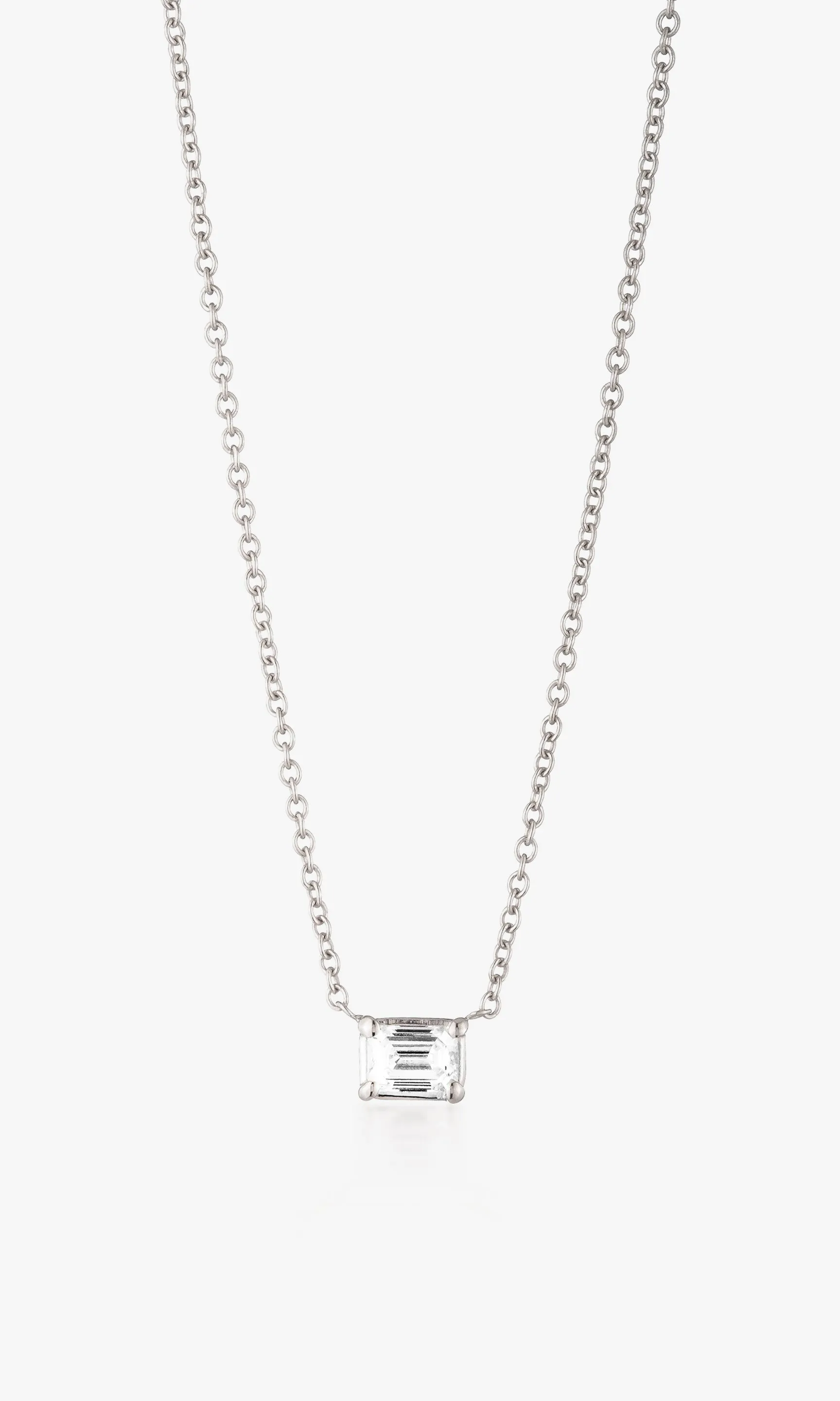 CHERIE EMERALD CUT EAST WEST PENDANT .72 Carat