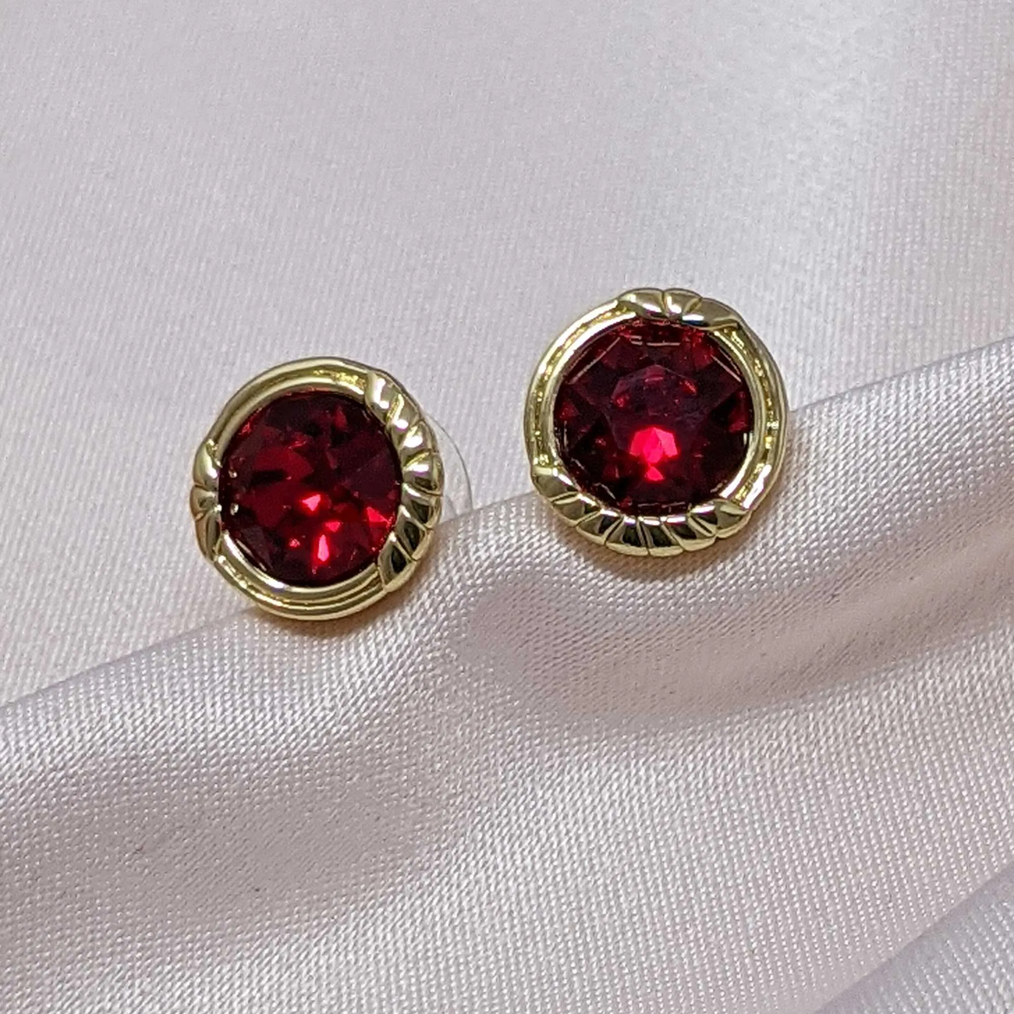 Cordelia Swarovski ®️ Ruby Red Crystal Stud Earrings