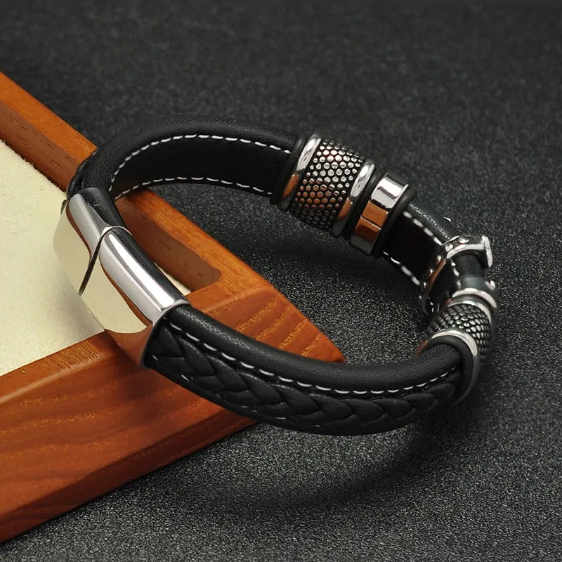 Cross punk leather bracelet