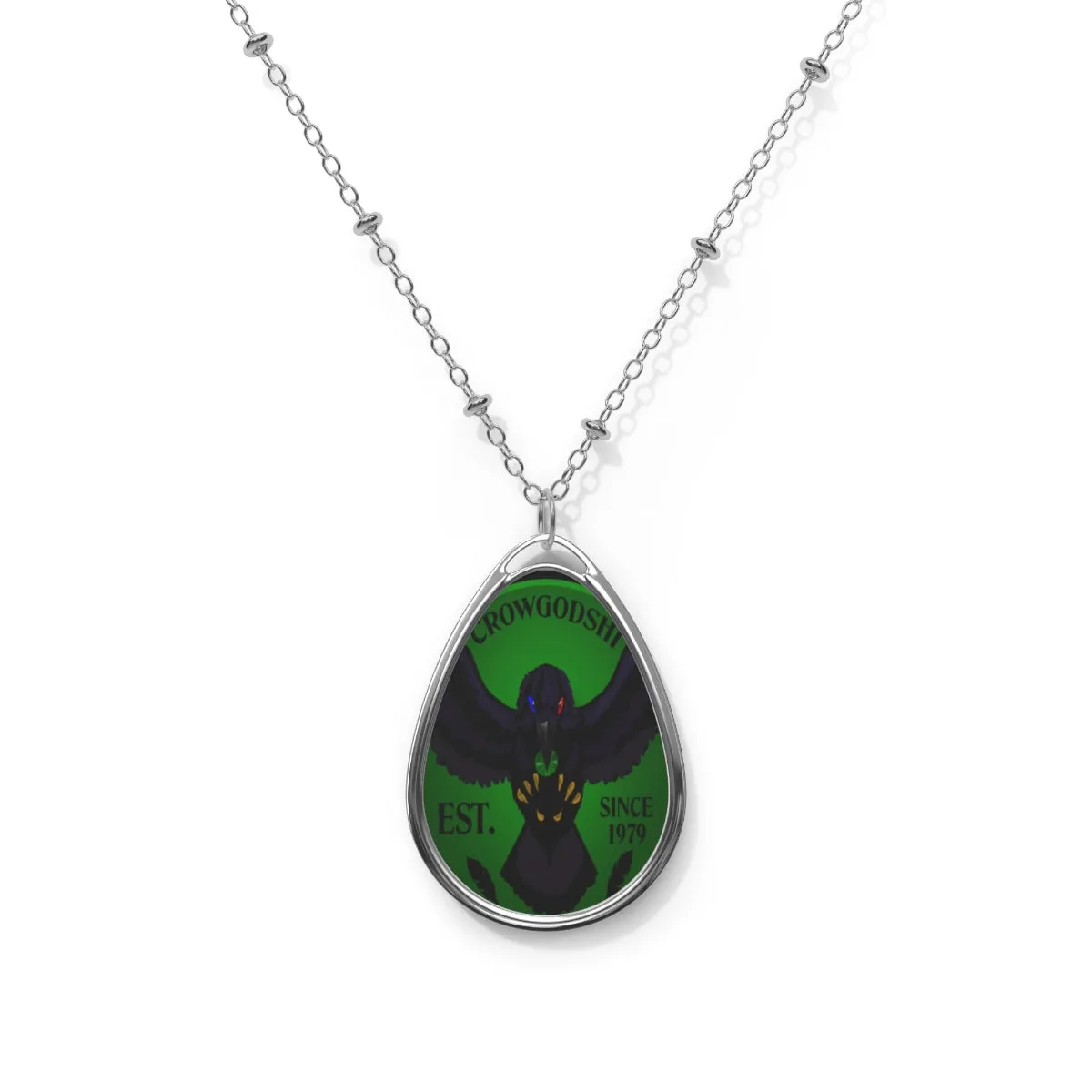 Crowgodshi Designer Oval Necklace, GREEN