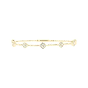 Cushion Cluster Diamond Bangle Bracelet