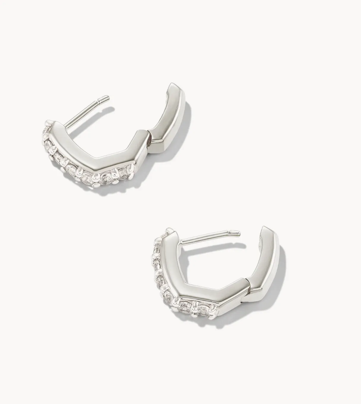 Davie Huggie Hoop Earring in Sterling Silver White Topaz