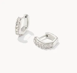 Davie Huggie Hoop Earring in Sterling Silver White Topaz