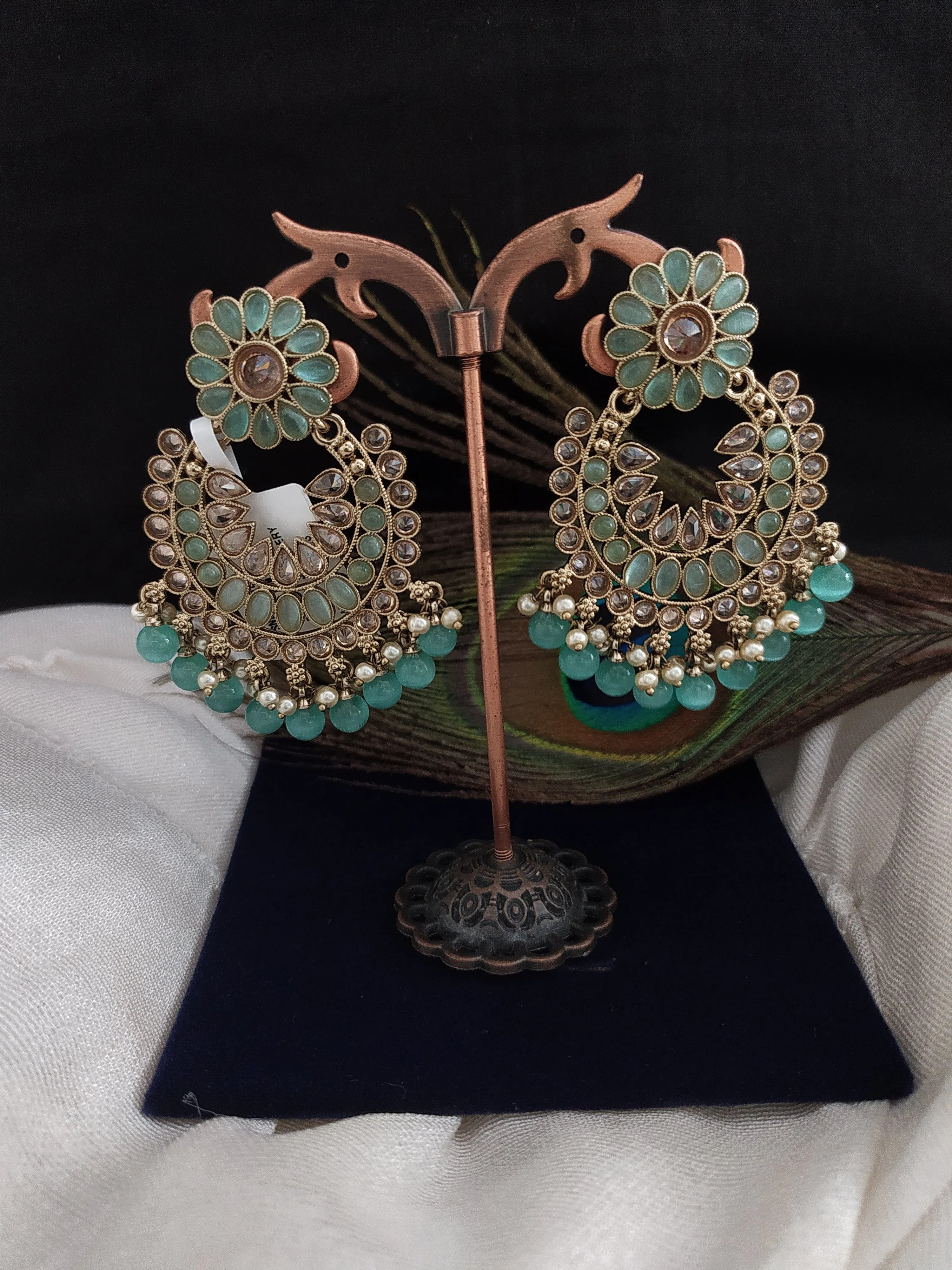 Dazzling Mehandi Style Floral Earrings with Vibrant Color Beads