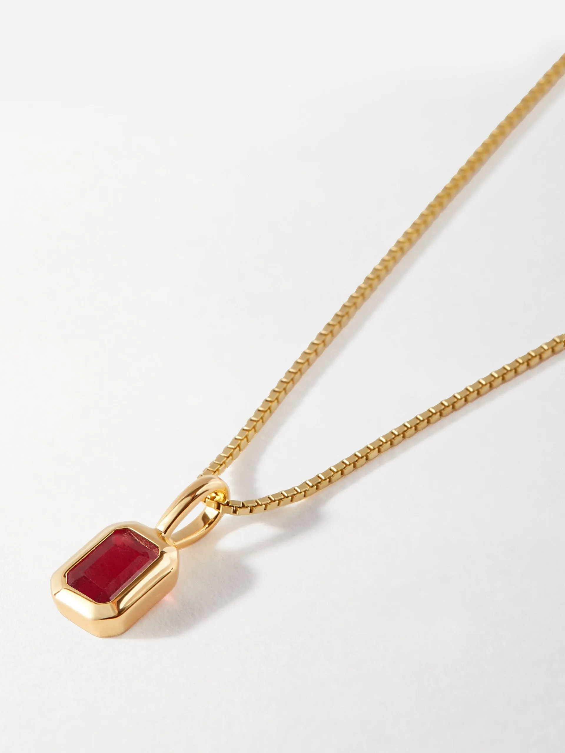 Deco ruby July birthstone necklace