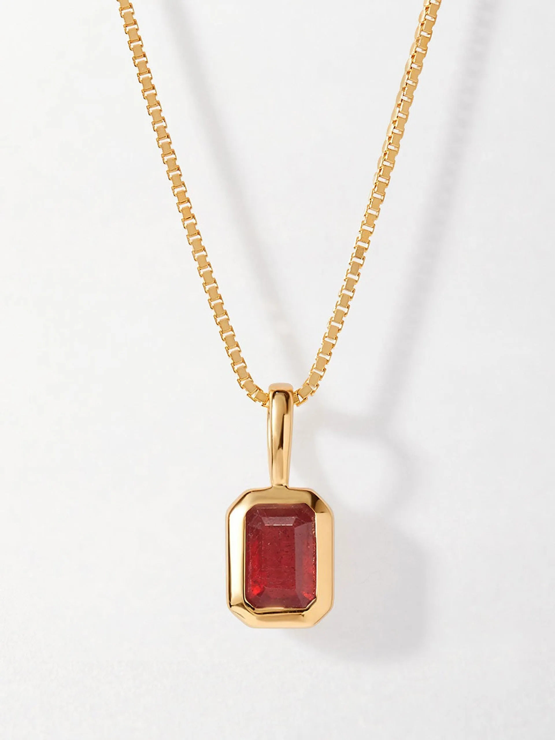 Deco ruby July birthstone necklace