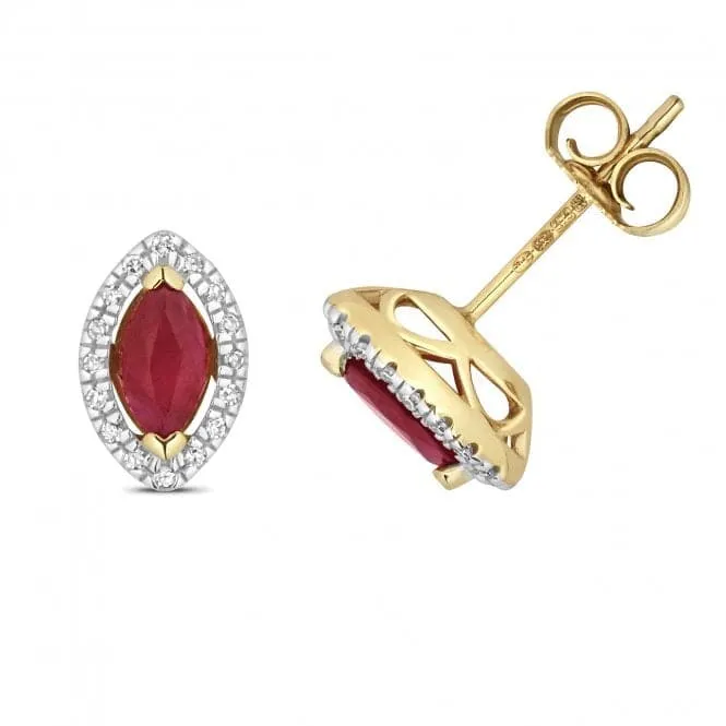 Diamond And Ruby Stud Earrings ED266R