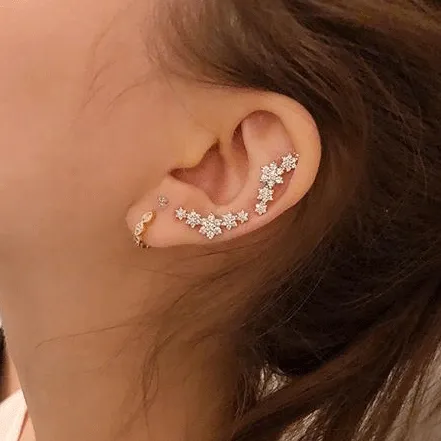 Diamond Marquise Scalloped Eternity Earring by Maria Tash in 18K Rose Gold