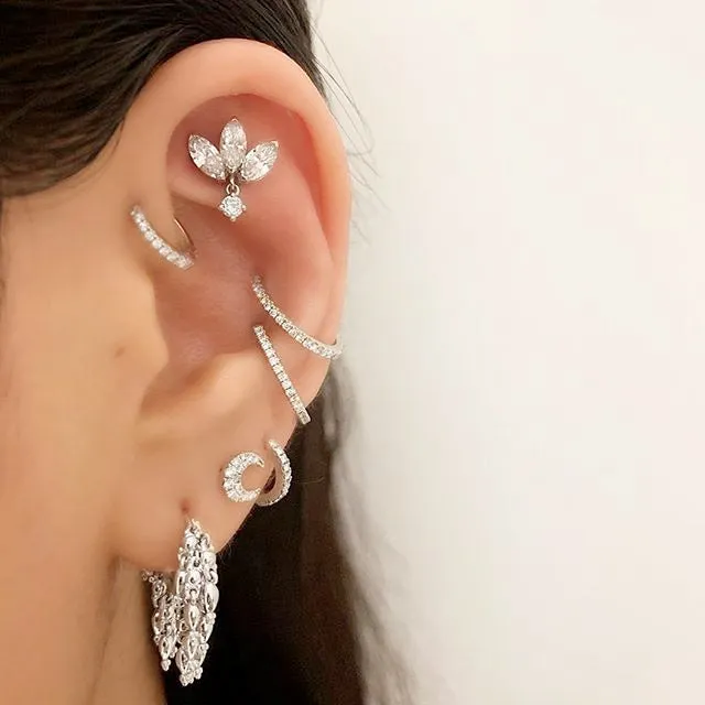 Diamond Moon Earstud by Maria Tash in 18K Rose Gold. Butterfly Stud.