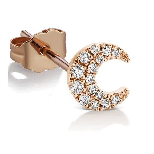 Diamond Moon Earstud by Maria Tash in 18K Rose Gold. Butterfly Stud.