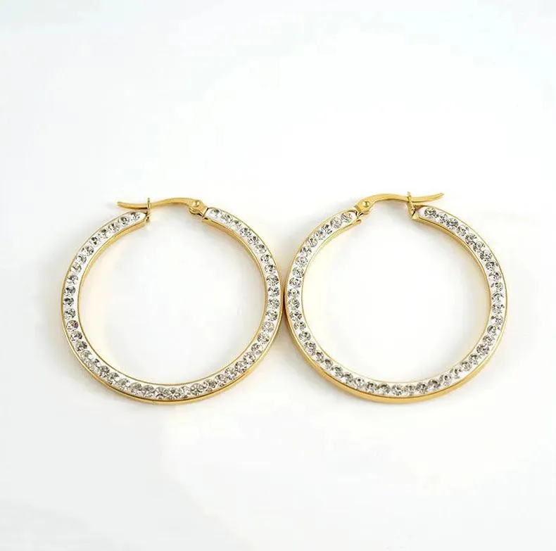 Elegant 18K Gold Plated Zircon Hoop Earrings – Perfect for Any Occasion