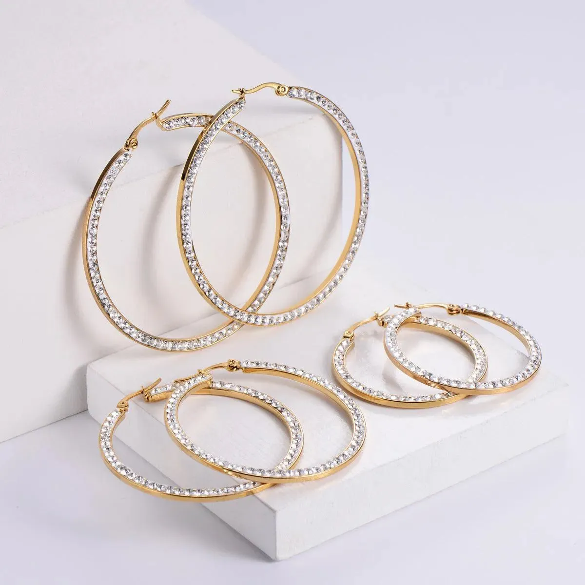 Elegant 18K Gold Plated Zircon Hoop Earrings – Perfect for Any Occasion