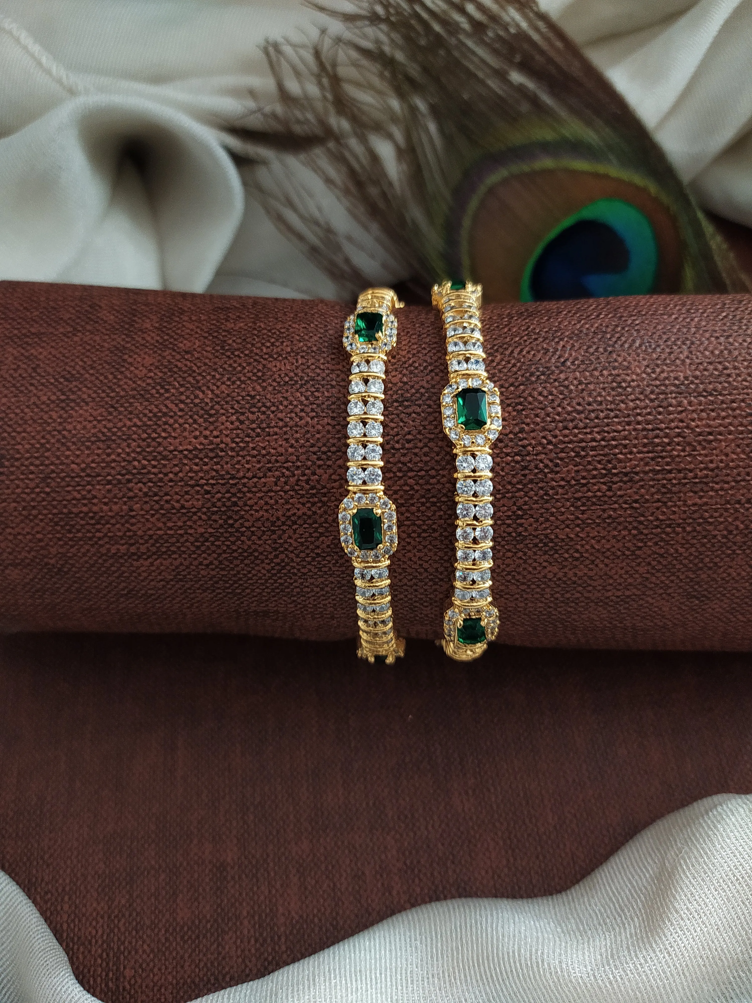 Embrace Sparkling Elegance With Gold Plated Shining Zircon Bangles