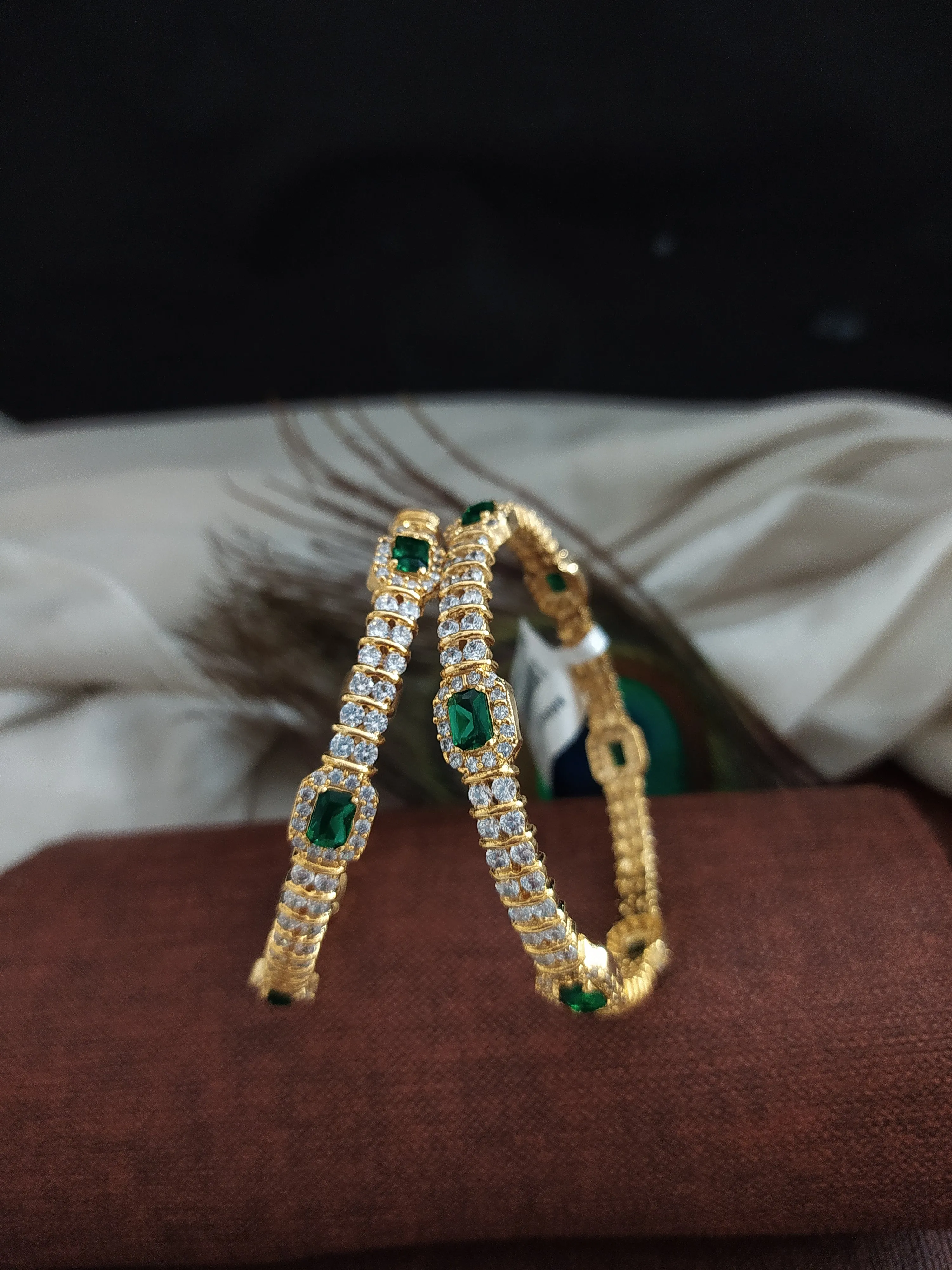 Embrace Sparkling Elegance With Gold Plated Shining Zircon Bangles