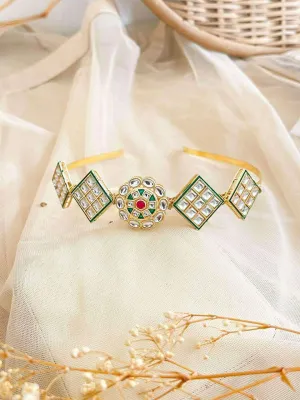 Emerald Kundan Studded Hairband