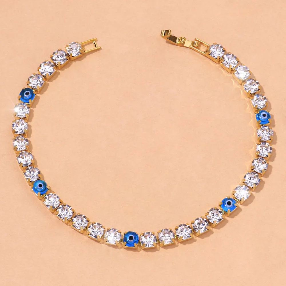 European And American Fashion Accessories Full Diamond Devil's Eye Anklet