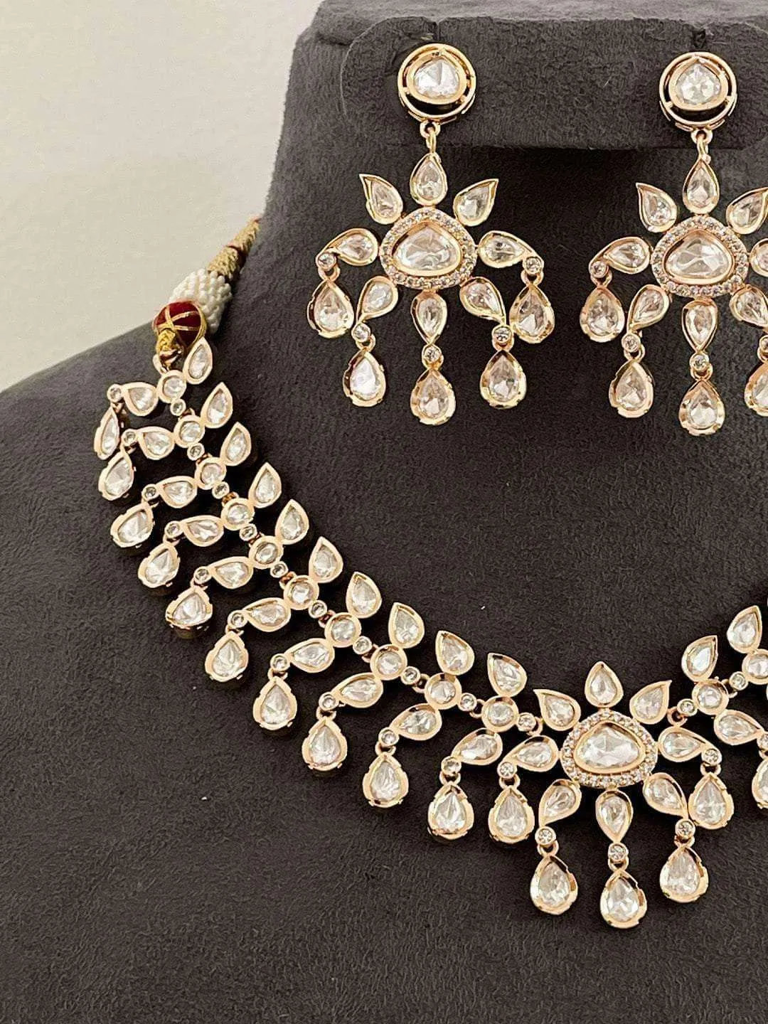 Floral Design Real Kundan Polki Necklace