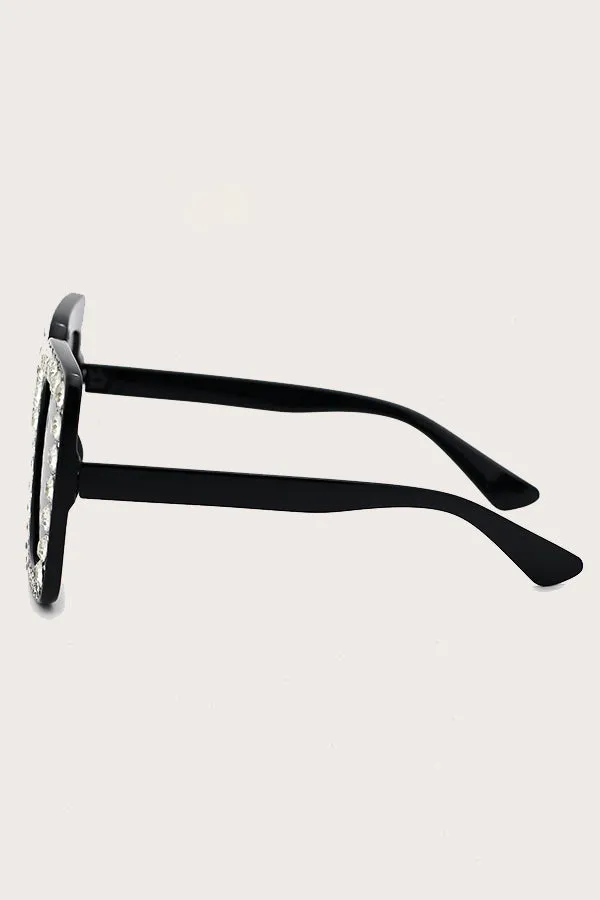 Full Zircon Oversized Square Frame Sunglasses