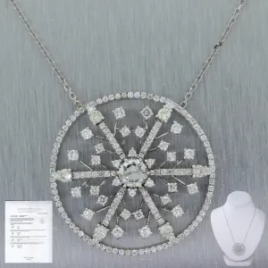 GAS Vintage Estate 18k White Gold 3.55ctw Diamond Snowflake 19" Necklace