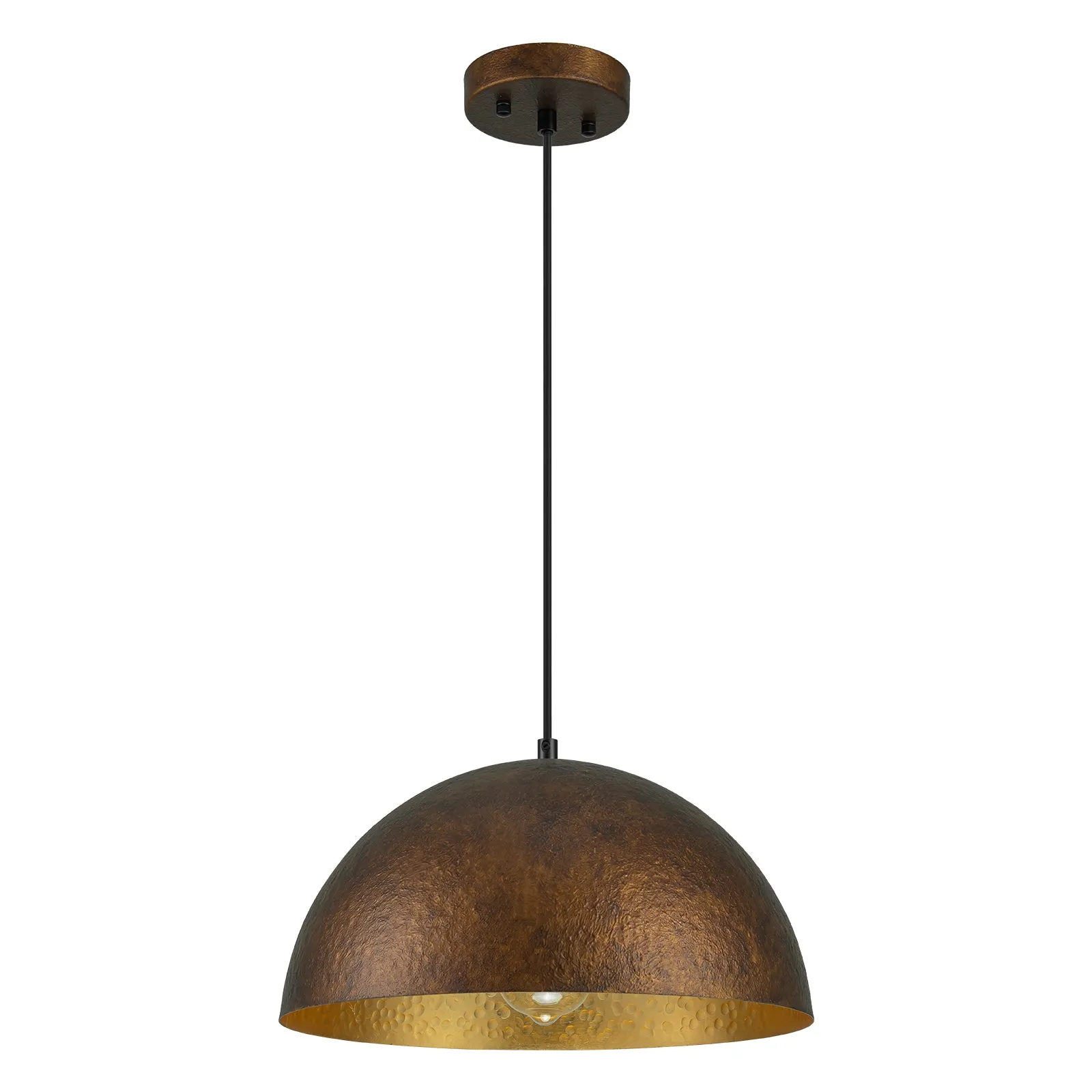 Glowlings 1/2-Light Industiral Antique Hammered Dome Copper Pendant Light