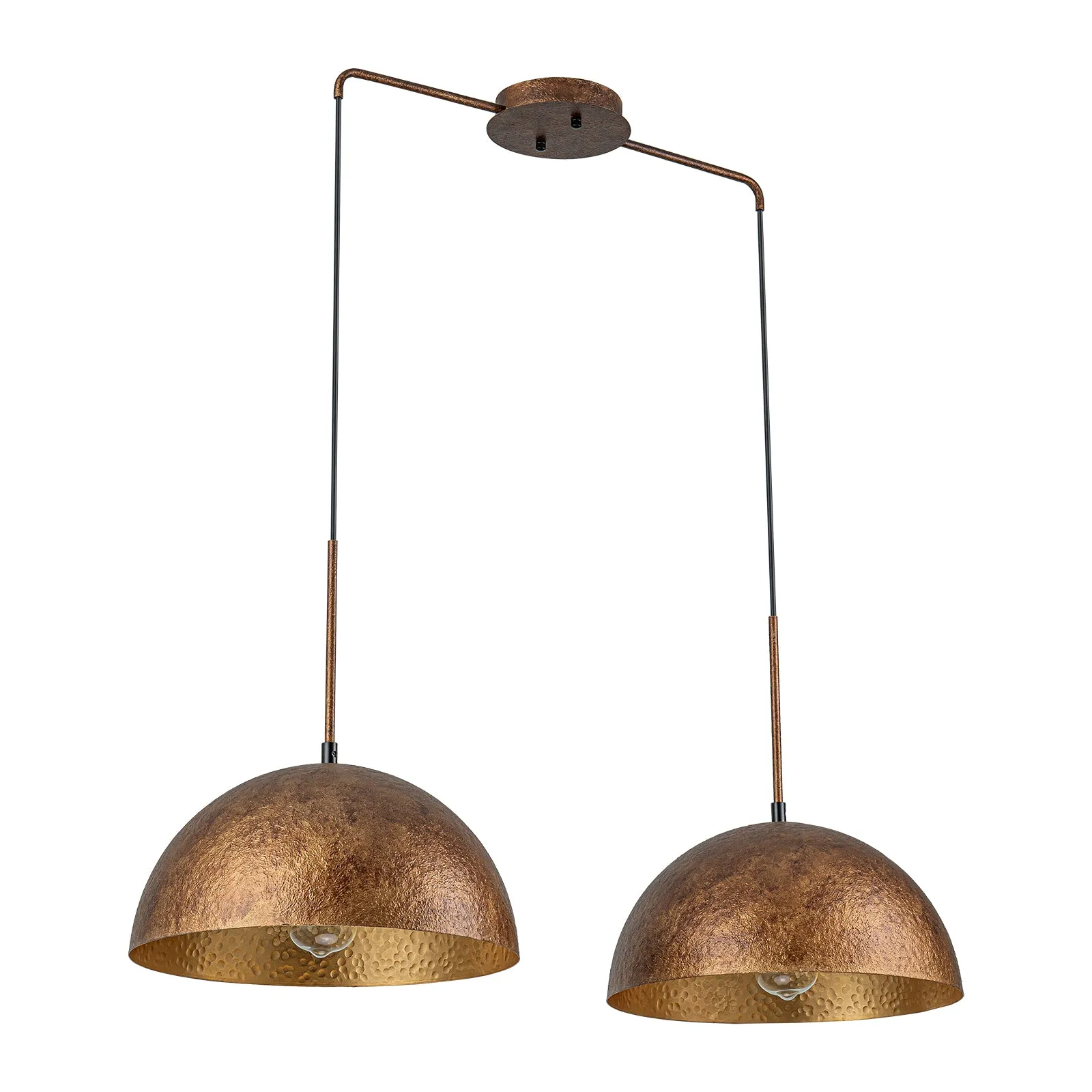 Glowlings 1/2-Light Industiral Antique Hammered Dome Copper Pendant Light