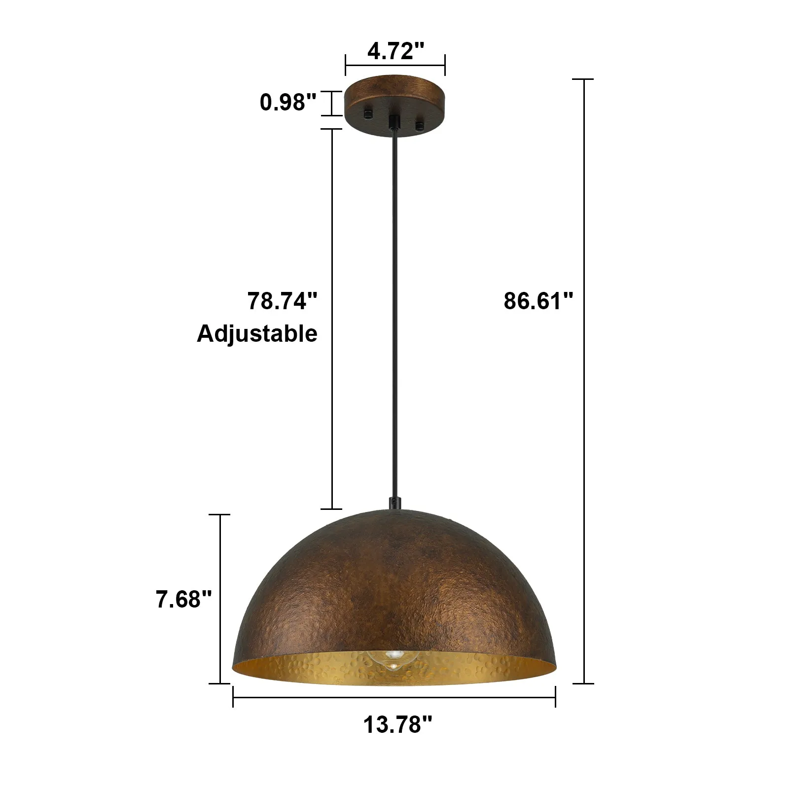 Glowlings 1/2-Light Industiral Antique Hammered Dome Copper Pendant Light