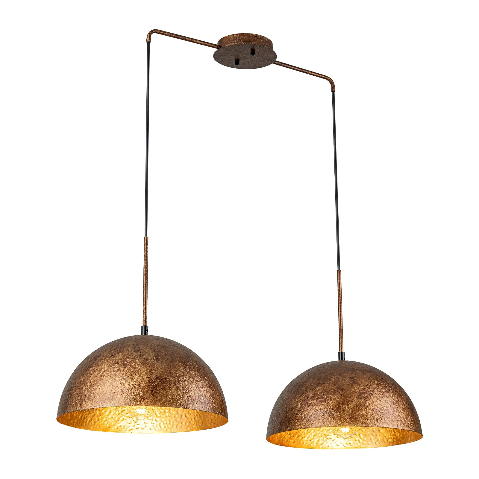 Glowlings 1/2-Light Industiral Antique Hammered Dome Copper Pendant Light