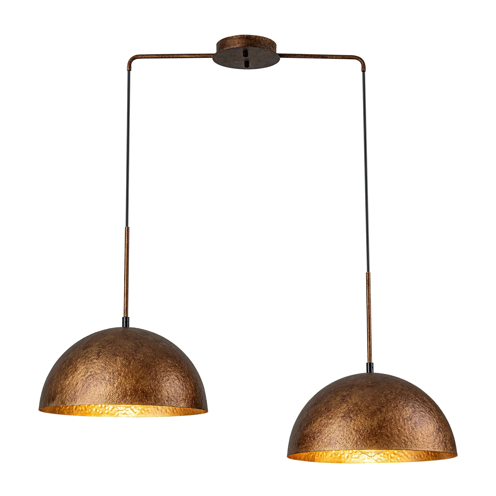 Glowlings 1/2-Light Industiral Antique Hammered Dome Copper Pendant Light