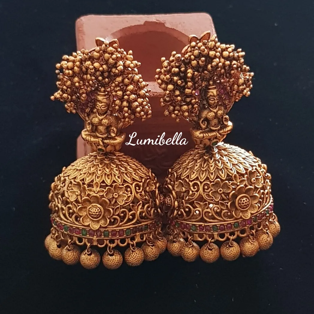 Goddess Lakshmi Style Big Jhumki Earrings