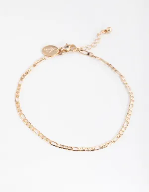 Gold 2mm Figaro Anklet