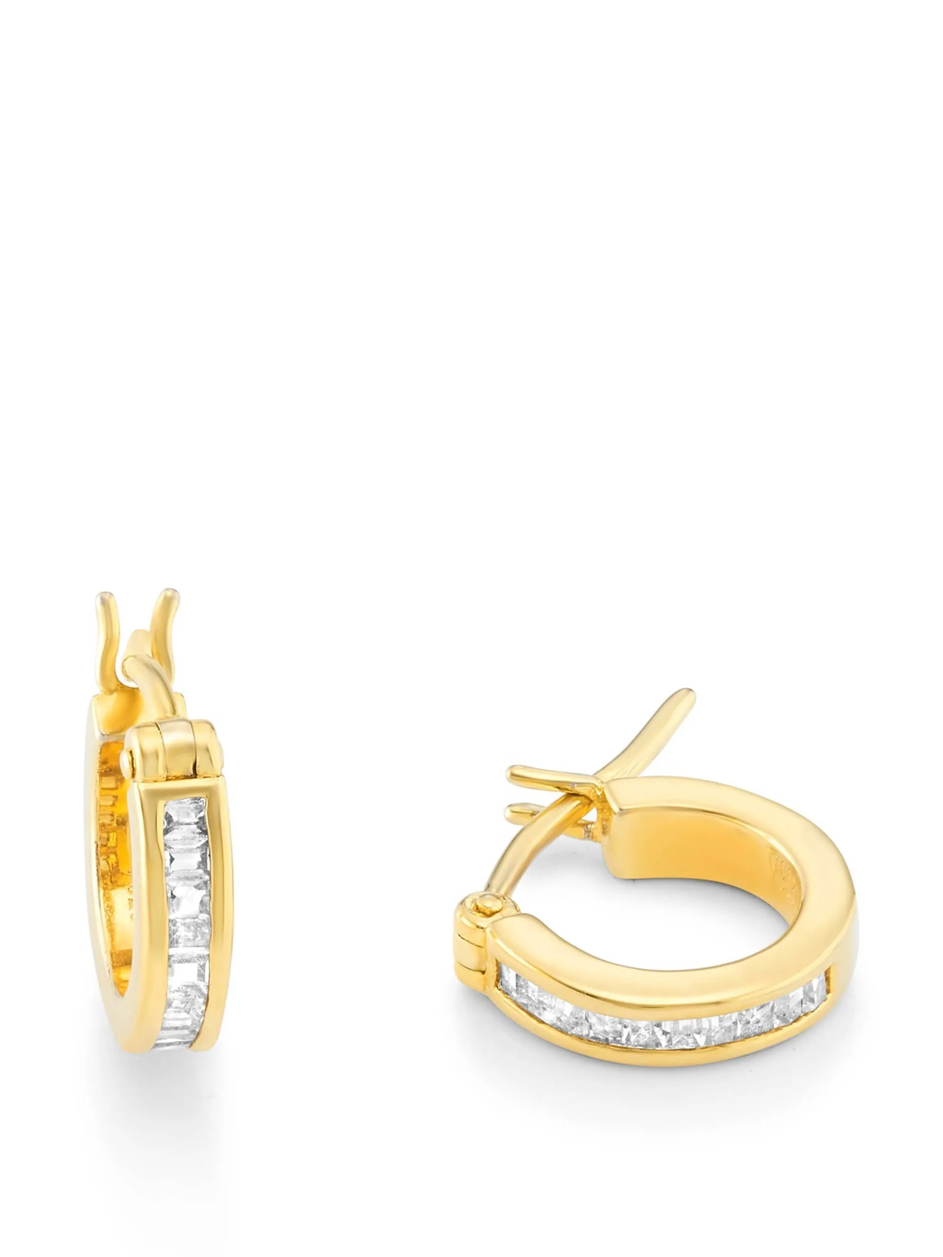 Gold Phoebe hoops with square cut white topaz