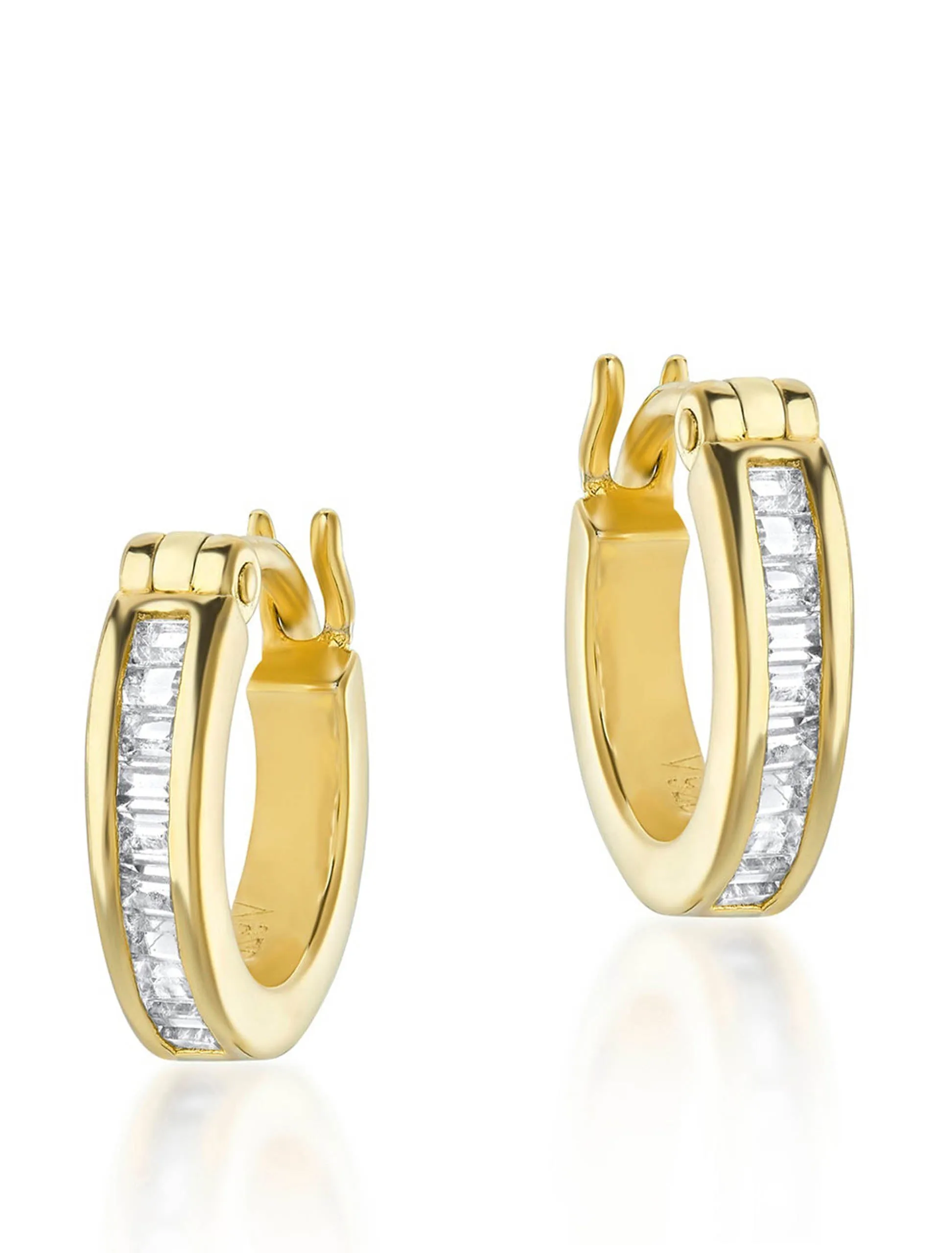 Gold Phoebe hoops with square cut white topaz