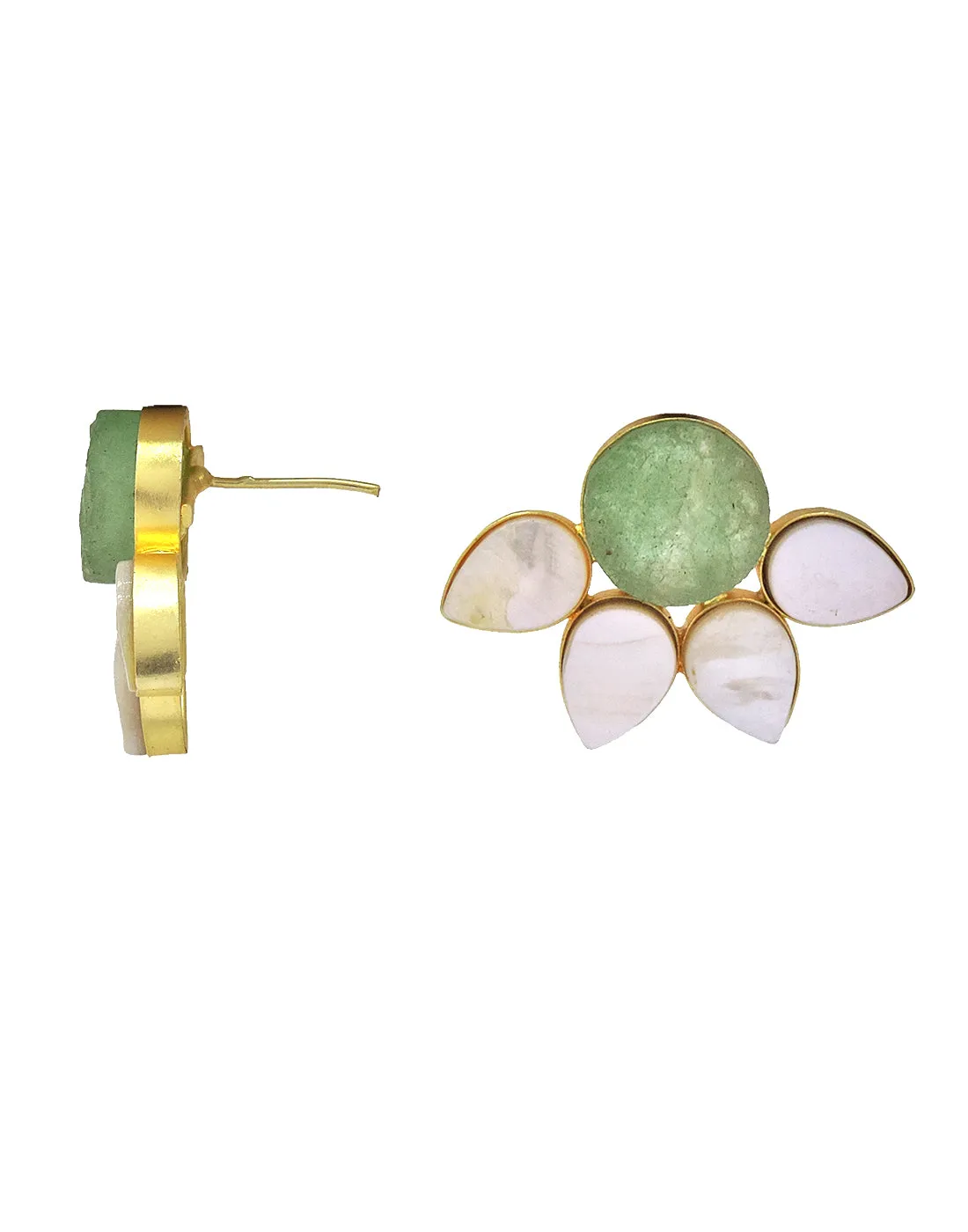 Half Flora Earrings (Green Fluorite)