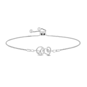 Hallmark Fine Jewelry Peace and Love Bolo Bracelet in Sterling Silver with Diamond Accents