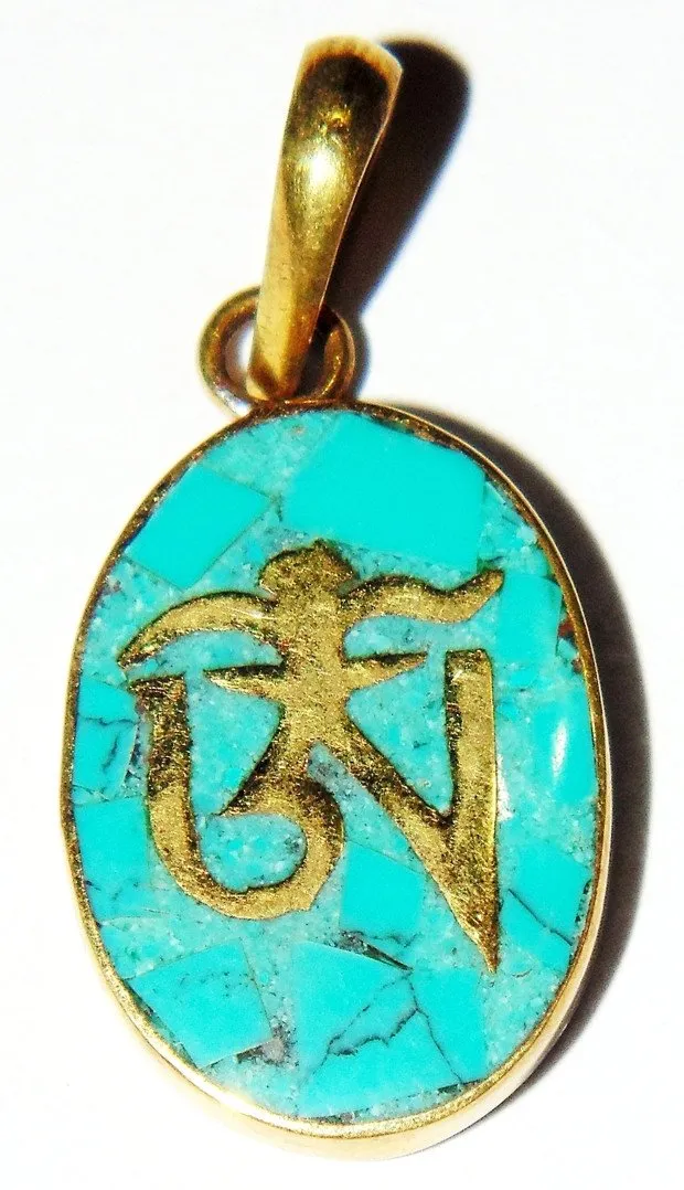 Handmade Tibetan Turquoise OM Pendant Tibetan Pendant